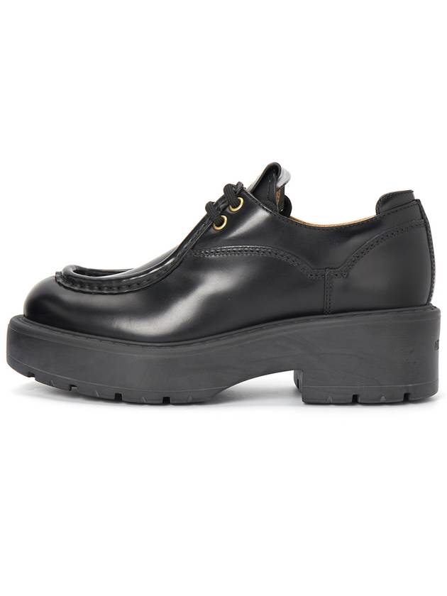 Logo Lace Up Brushed Leather Derby Black - MIU MIU - BALAAN 4