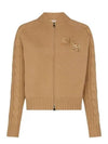 Women's Crystal Logo Wool Cashmere Zip-Up Cardigan Camel - MAX MARA - BALAAN 1