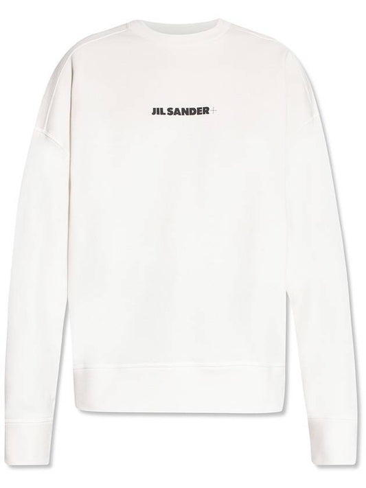 Women's Logo Cotton Sweatshirt Cream - JIL SANDER - BALAAN.