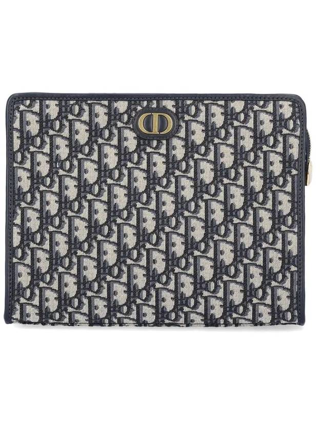 30 Montaigne Pouch Blue  Oblique Jacquard - DIOR - BALAAN 1