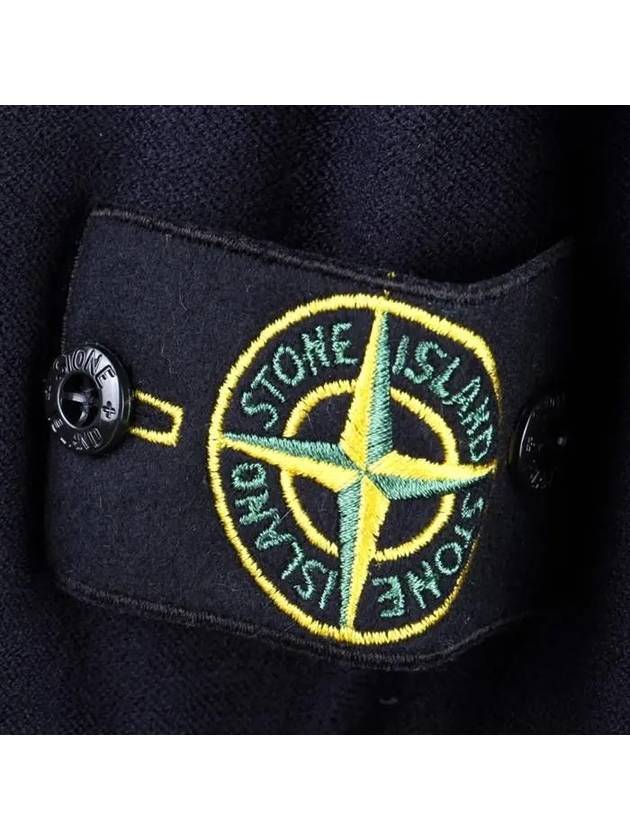 Men's Wappen Patch Crew Neck Wool Knit Top Navy - STONE ISLAND - BALAAN 5