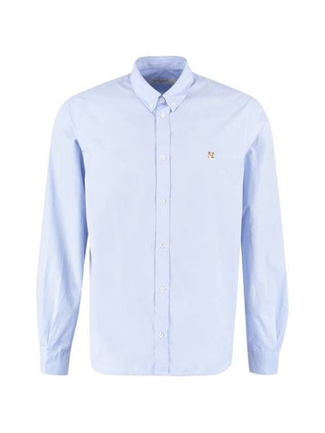 Small Fox Head Patch Classic Long Slevee Shirt Light Blue - MAISON KITSUNE - BALAAN 1