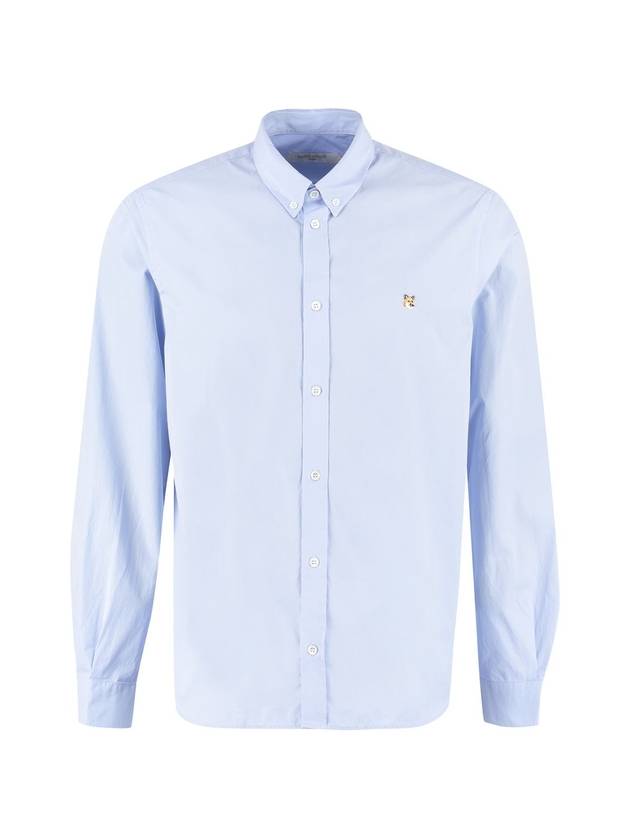 Small Fox Head Patch Classic Long Slevee Shirt Light Blue - MAISON KITSUNE - BALAAN 1