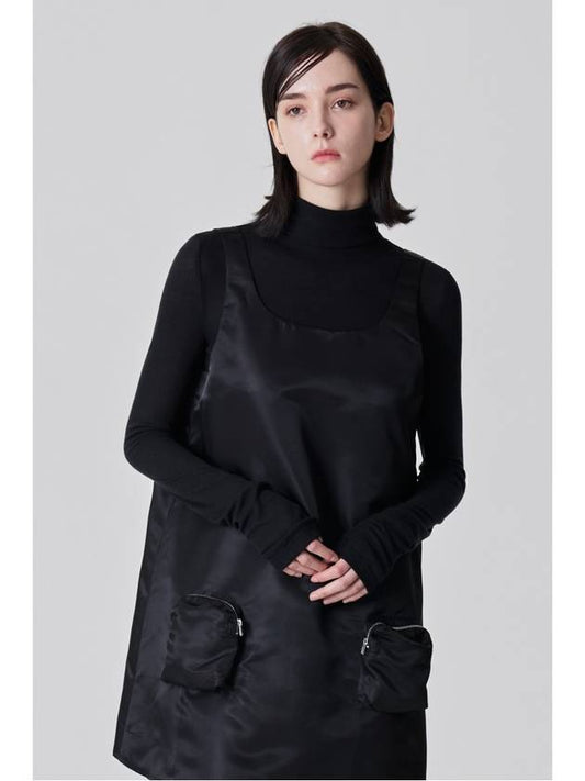 Unbalanced Tencel Slim Turtleneck Long Sleeve Black - DIAIRE - BALAAN 2