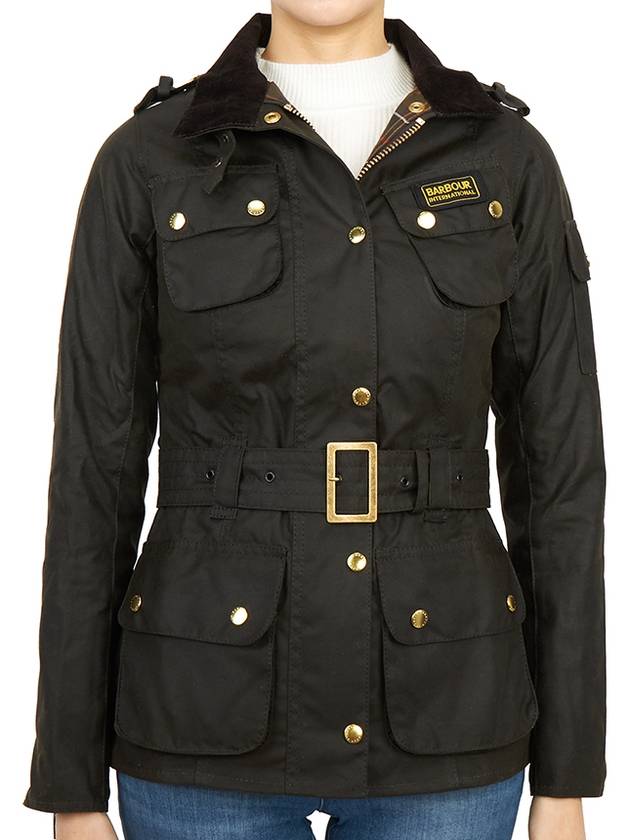 Women's International Logo Patch Wax Jacket Green - BARBOUR - BALAAN.