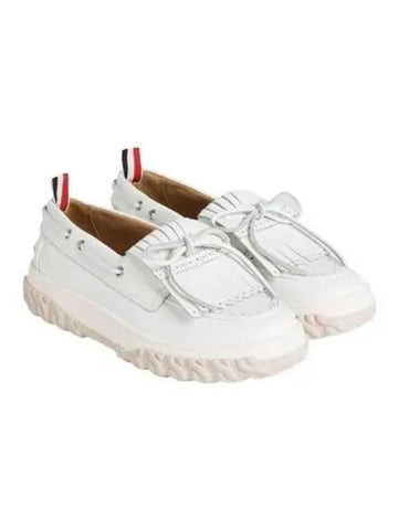 Women s Calf Kilt Boat Shoes White FFF134A 05584 - THOM BROWNE - BALAAN 1