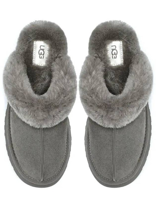 Women's Diskett Fleece Platform Slippers Gray - UGG - BALAAN.