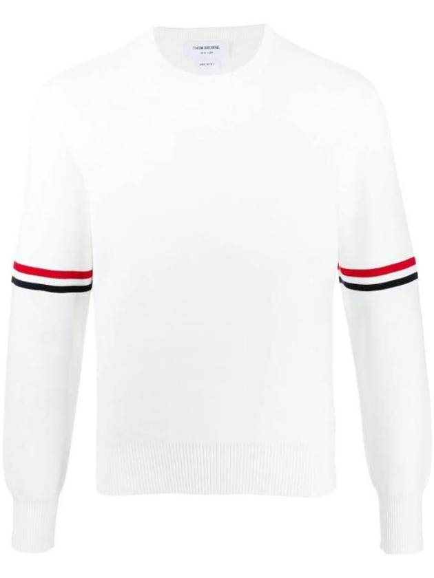 Men's Milan Stitch Armband Crew Neck Knit Top White - THOM BROWNE - BALAAN 2