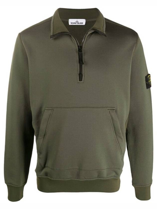 Men's Wappen Patch Half Zip-up Sweatshirt Green - STONE ISLAND - BALAAN 2