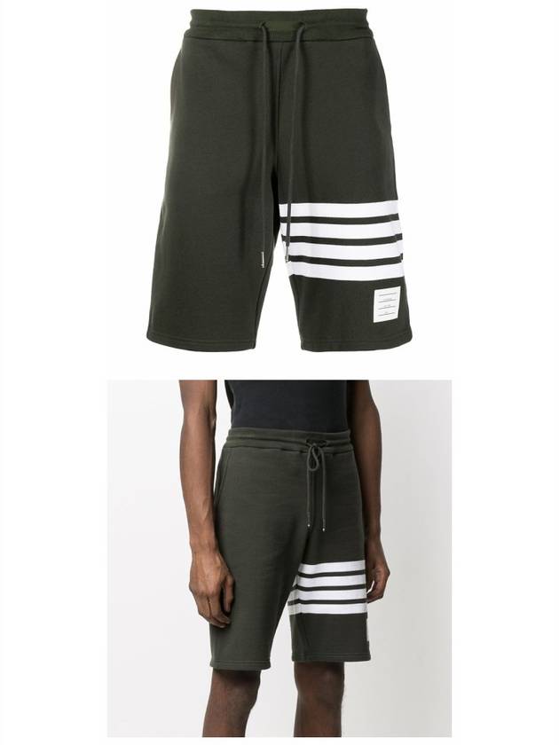 Men's Diagonal Armband Sweat Half Shorts Dark Green - THOM BROWNE - BALAAN 5