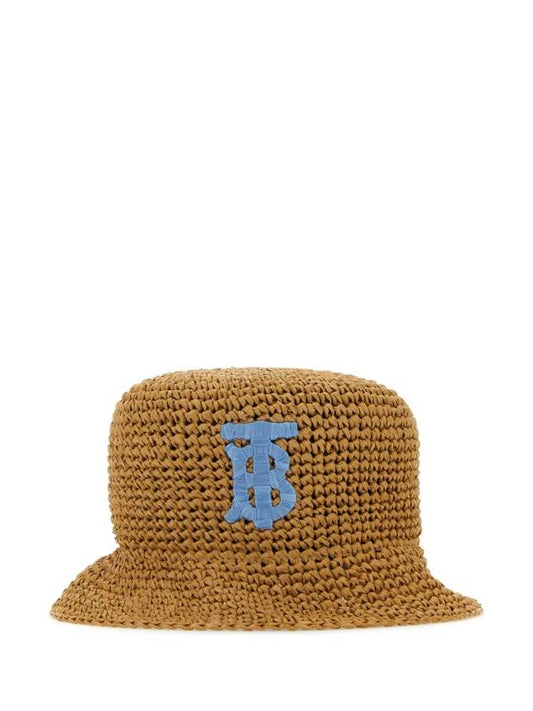 Monogram Motif Raffia Effect Bucket Hat Beige - BURBERRY - BALAAN 1