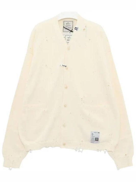 White Destroyed Cardigan J10CD501 WHITE - MAISON MIHARA YASUHIRO - BALAAN 1