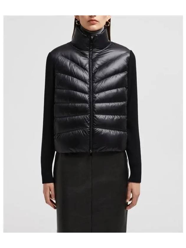 Padded Wool Cardigan Black - MONCLER - BALAAN 9