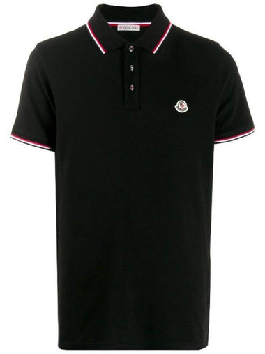 Small Logo Patch Short Sleeve Cotton Polo Shirt Black - MONCLER - BALAAN 1