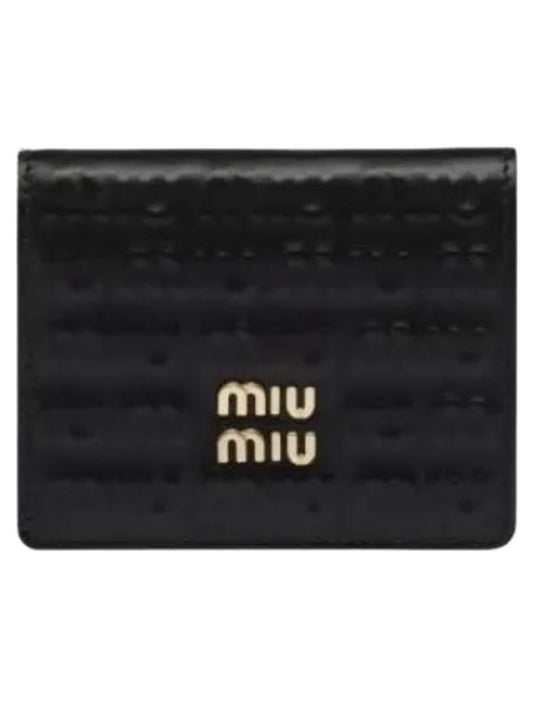 Gold logo bifold wallet black - MIU MIU - BALAAN 2