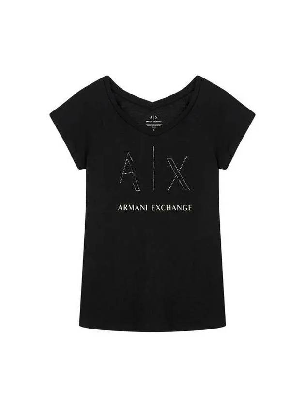 Women s Hot Piece Logo Slub T Shirt Black - ARMANI EXCHANGE - BALAAN 1