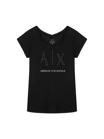 Women s Hot Piece Logo Slub T Shirt Black - ARMANI EXCHANGE - BALAAN 1