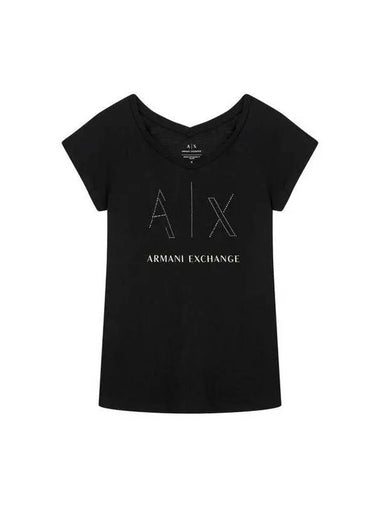 Women s Hot Piece Logo Slub T Shirt Black - ARMANI EXCHANGE - BALAAN 1