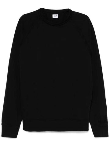 Light Fleece Logo Crew Neck Sweatshirt Black - CP COMPANY - BALAAN 1