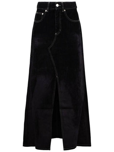 Department 5 Farm Long 5-Pocket Skirt In Black Flock - DEPARTMENT 5 - BALAAN 1