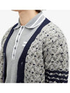 4 Bar Stripe Cable Knit Cardigan Grey - THOM BROWNE - BALAAN 4