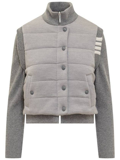 Fine Merino Reversible Wool Down Zip-Up Jacket Grey - THOM BROWNE - BALAAN 2