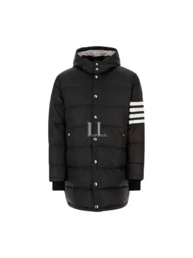 Men's 4 Bar Button Down Hooded Padding Black - THOM BROWNE - BALAAN 2