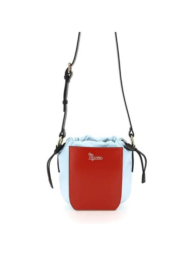 logo drawstring bucket bag red sky blue - MARNI - BALAAN.