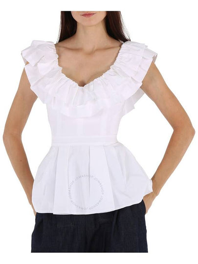 Ruffle Peplum Sleeveless Blouse White - ALEXANDER MCQUEEN - BALAAN 2