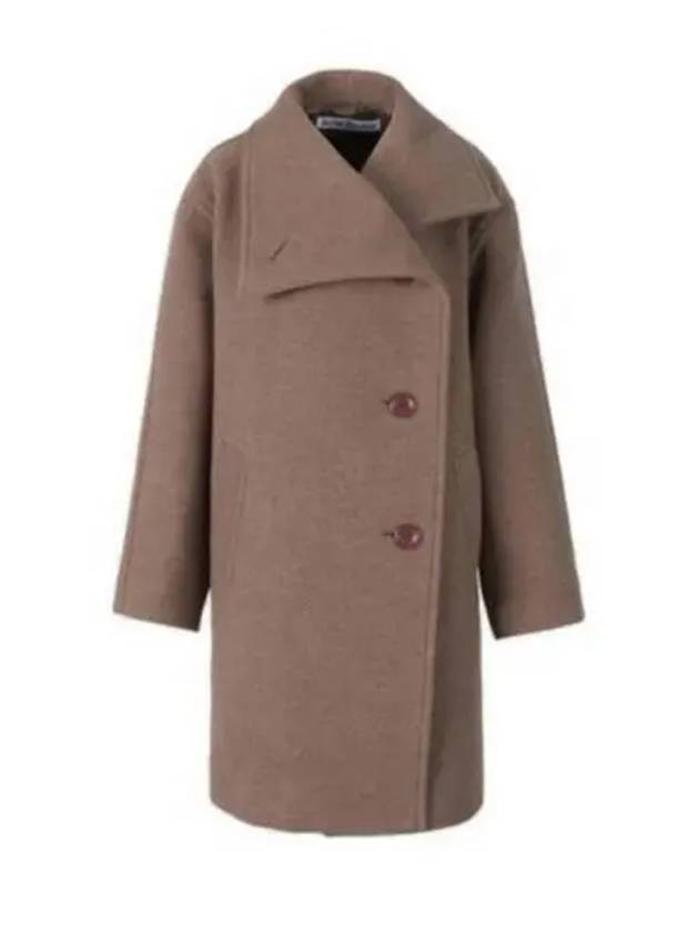 Women s Funnel Neck Overfit Wool Coat Black Light Brown A90464 - ACNE STUDIOS - BALAAN 1