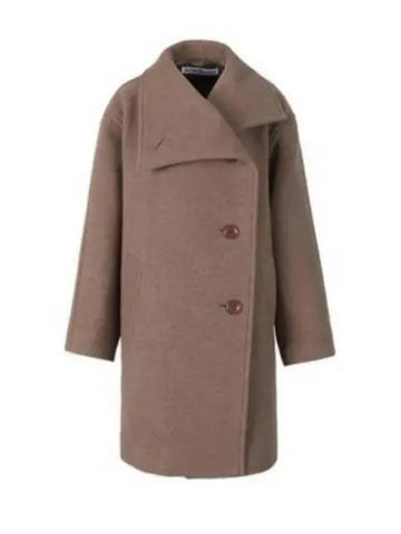 Women s Funnel Neck Overfit Wool Coat Black Light Brown A90464 - ACNE STUDIOS - BALAAN 1