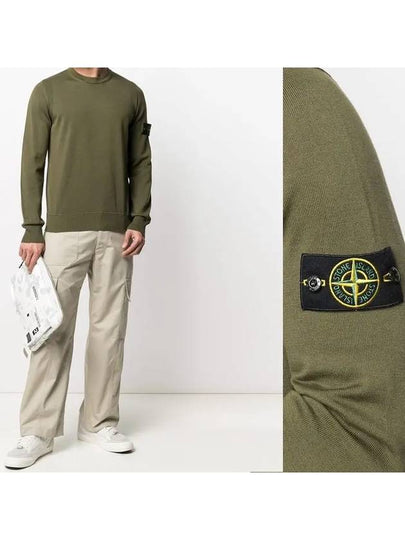 Wappen Patch Cotton Knit Top Khaki - STONE ISLAND - BALAAN 2