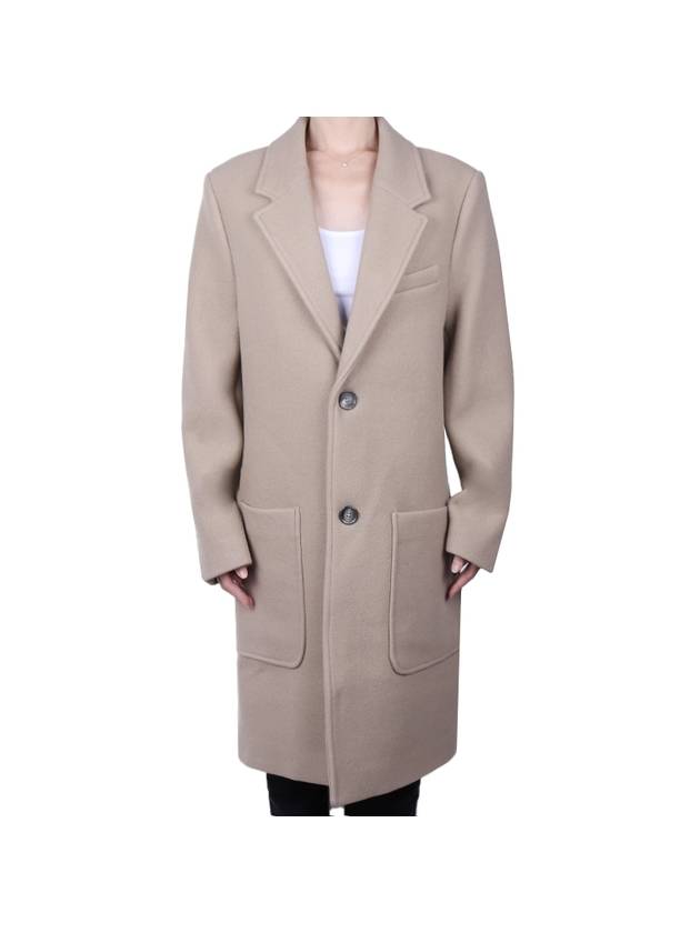 Two Button Wool Single Coat Champagne - AMI - BALAAN 1