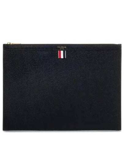 Pebble Grain Leather Large Zipper Laptop Holder Black - THOM BROWNE - BALAAN 2