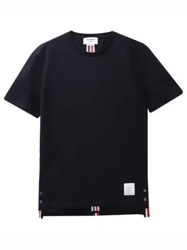 Relaxed fit center back striped short sleeved T shirt - THOM BROWNE - BALAAN 1