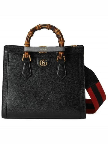 Diana Gold Hardware Leather Small Tote Bag Black - GUCCI - BALAAN 1