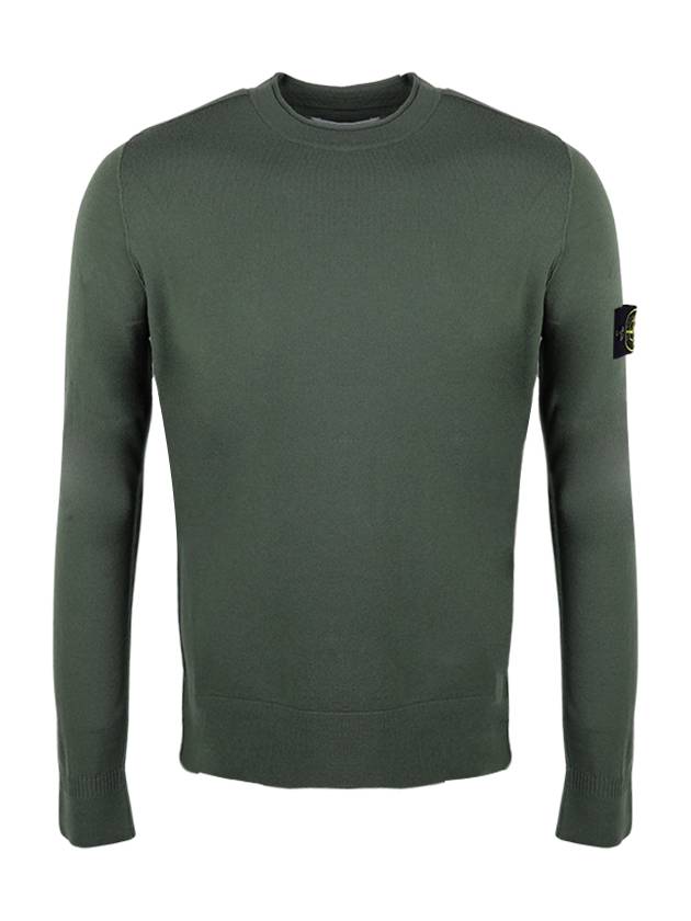 Waffen Patch Crew Neck Wool Knit Top Khaki - STONE ISLAND - BALAAN 2