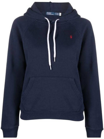 Embroidered Logo Cotton Blend Jersey Hoodie Navy - POLO RALPH LAUREN - BALAAN 1