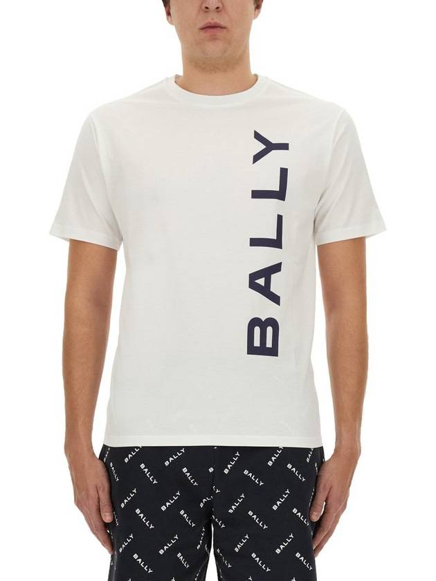 Logo Print Short Sleeve T-Shirt White - BALLY - BALAAN 2