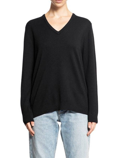 Fabera Fine Wool V Neck Knit Top Black - MAX MARA - BALAAN 2