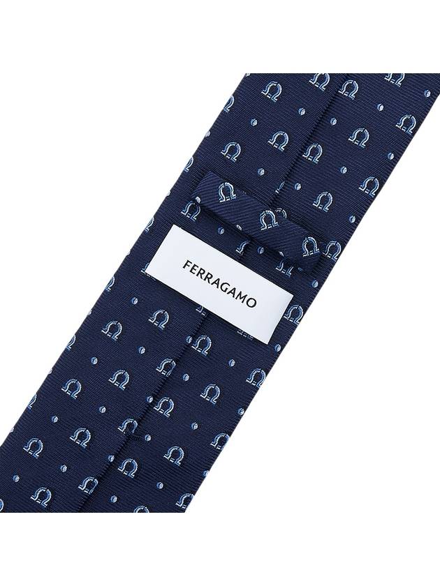 Ferragamo Men's Gancini Silk Tie 35 0883 F NAVY 0762039 - SALVATORE FERRAGAMO - BALAAN 7