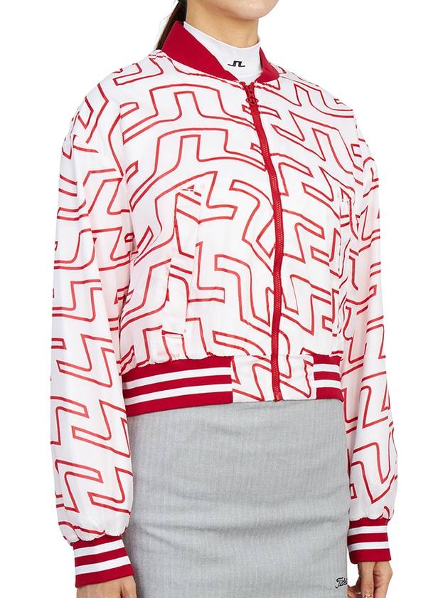 Women's Audrey Monogram Print Golf Crop Bomber Jacket Red - J.LINDEBERG - BALAAN 5