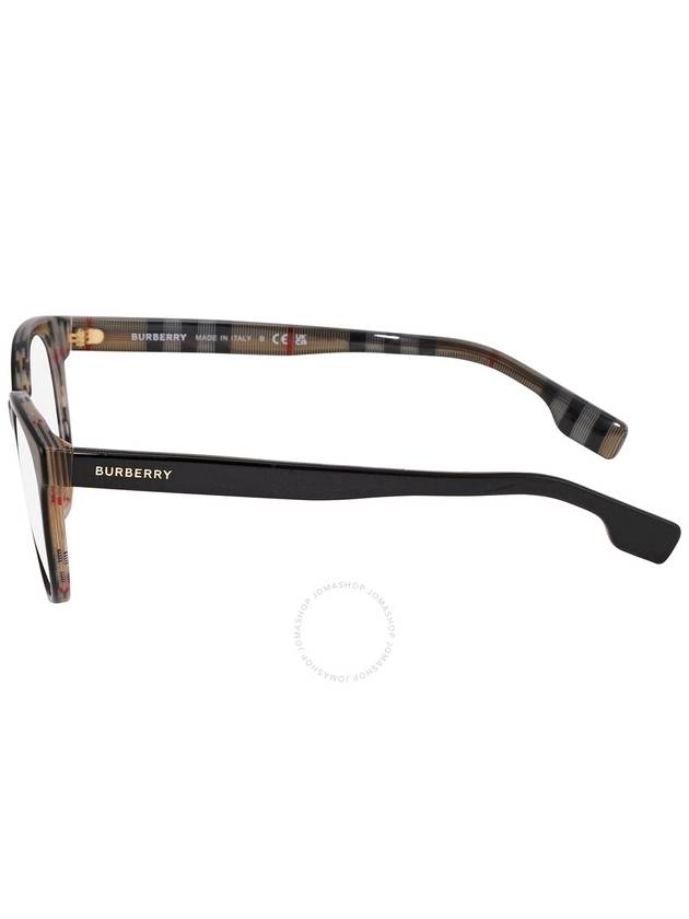 Eyewear Logo Check Temple Round Horn Rim Eyeglasses Black - BURBERRY - BALAAN 4