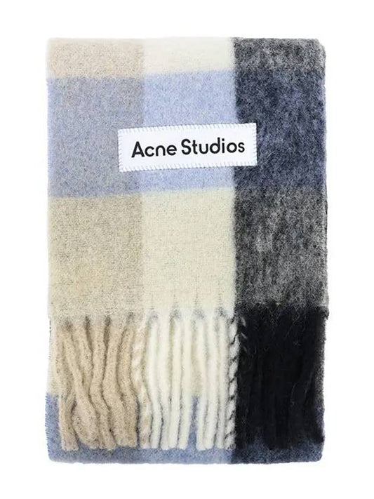 Check Mohair Muffler Blue Beige Black - ACNE STUDIOS - BALAAN 2