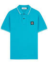 Men's Two Line Wappen Patch Cotton Short Sleeve Polo Shirt Blue - STONE ISLAND - BALAAN 2