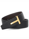 T Buckle Reversible Leather Belt Chocolate Black - TOM FORD - BALAAN 2