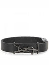 Monogram Opyum Leather Bracelet Black - SAINT LAURENT - BALAAN 2