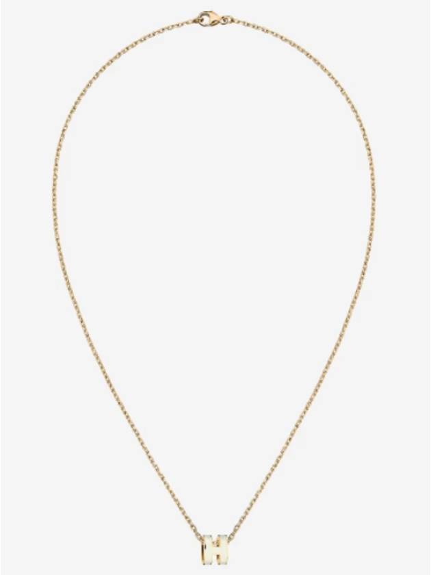 Mini Pop H Pendant Necklace Gold Blanc White - HERMES - BALAAN 2