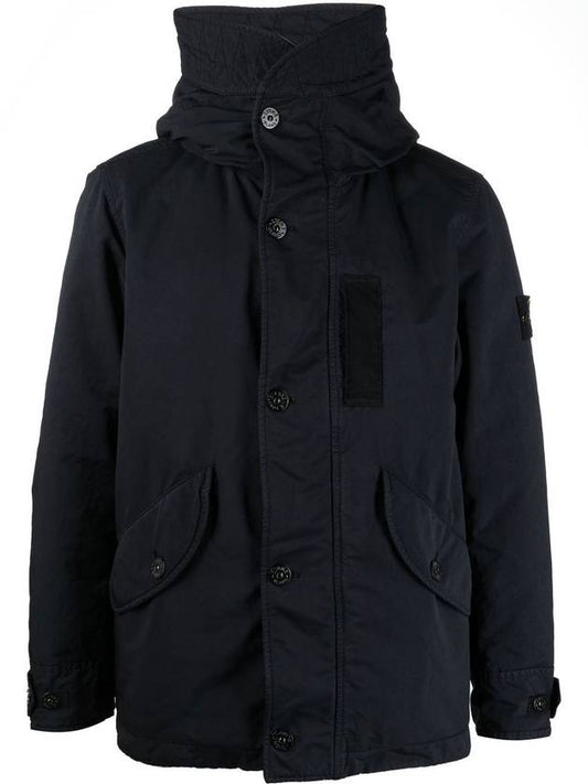 Men's Patch Hooded Jacket Blue - STONE ISLAND - BALAAN.