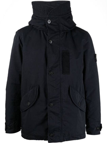 Men's Patch Hooded Jacket Blue - STONE ISLAND - BALAAN 1